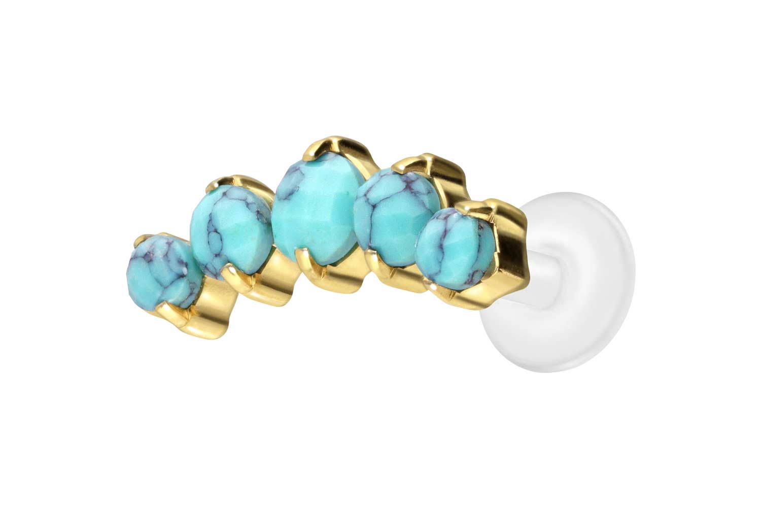 PTFE Labret Piercing mit Innengewinde + Titan-Aufsatz 5 SYNTHETISCHE TÜRKISE